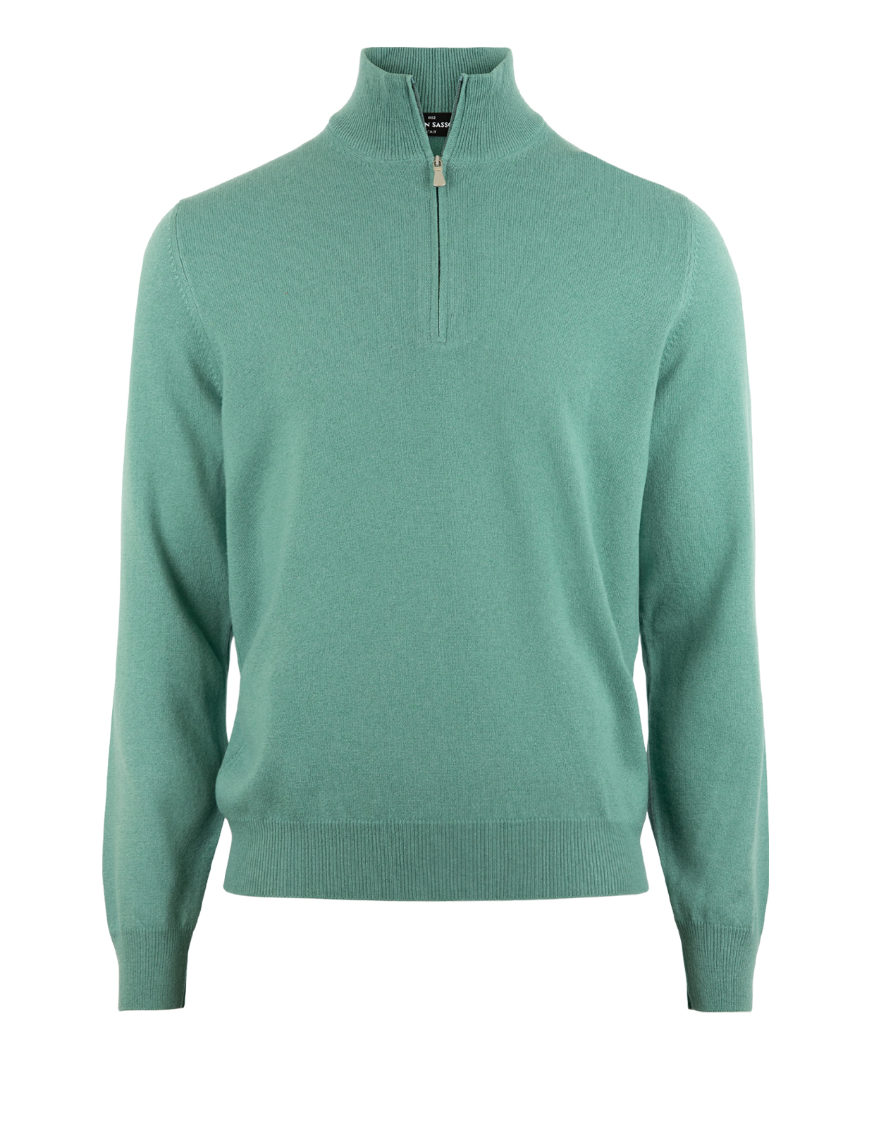 Tröja Zip Cashmere Mossgrön 54