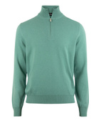 Tröja Zip Cashmere Mossgrön 54