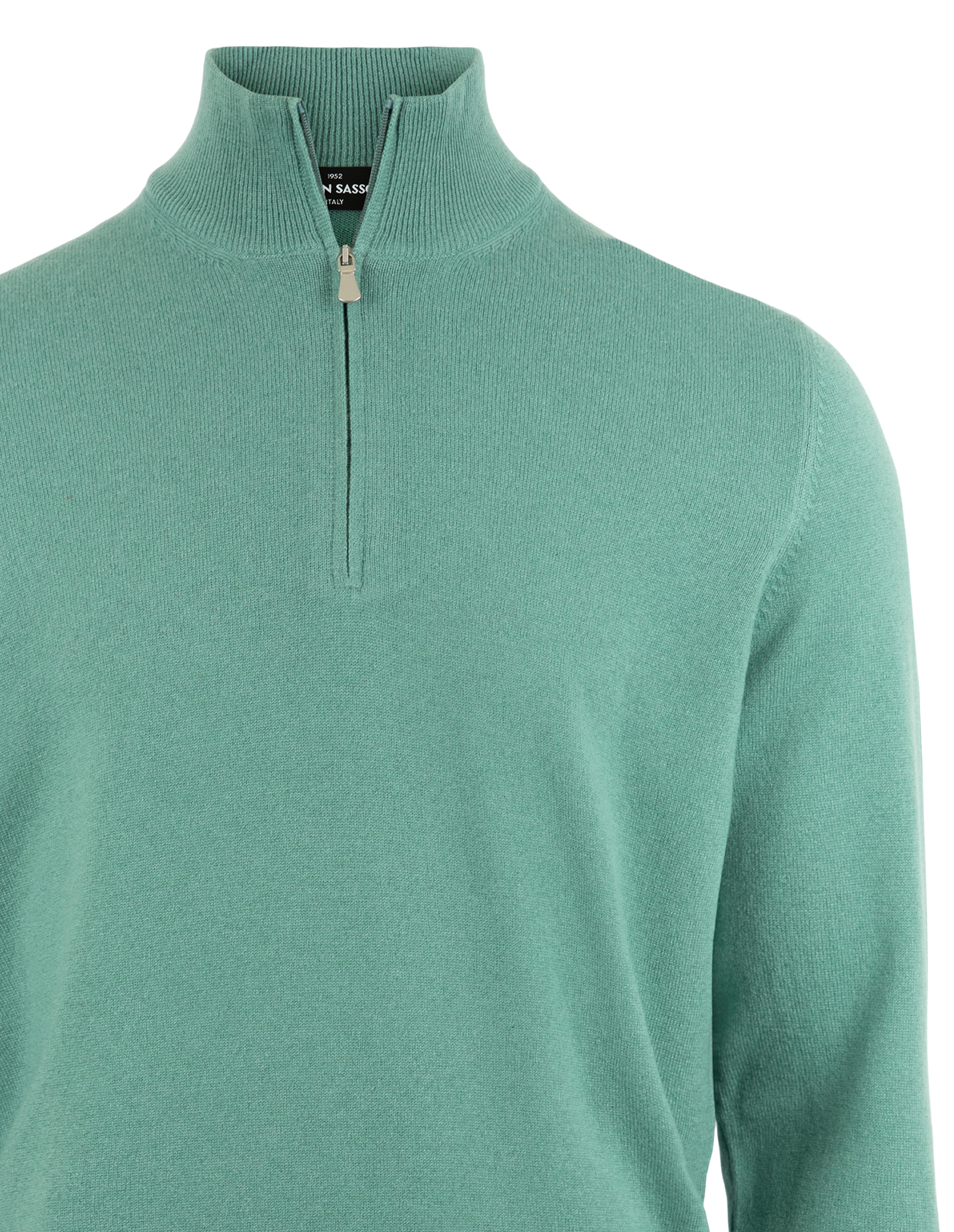 Tröja Zip Cashmere Mossgrön 54