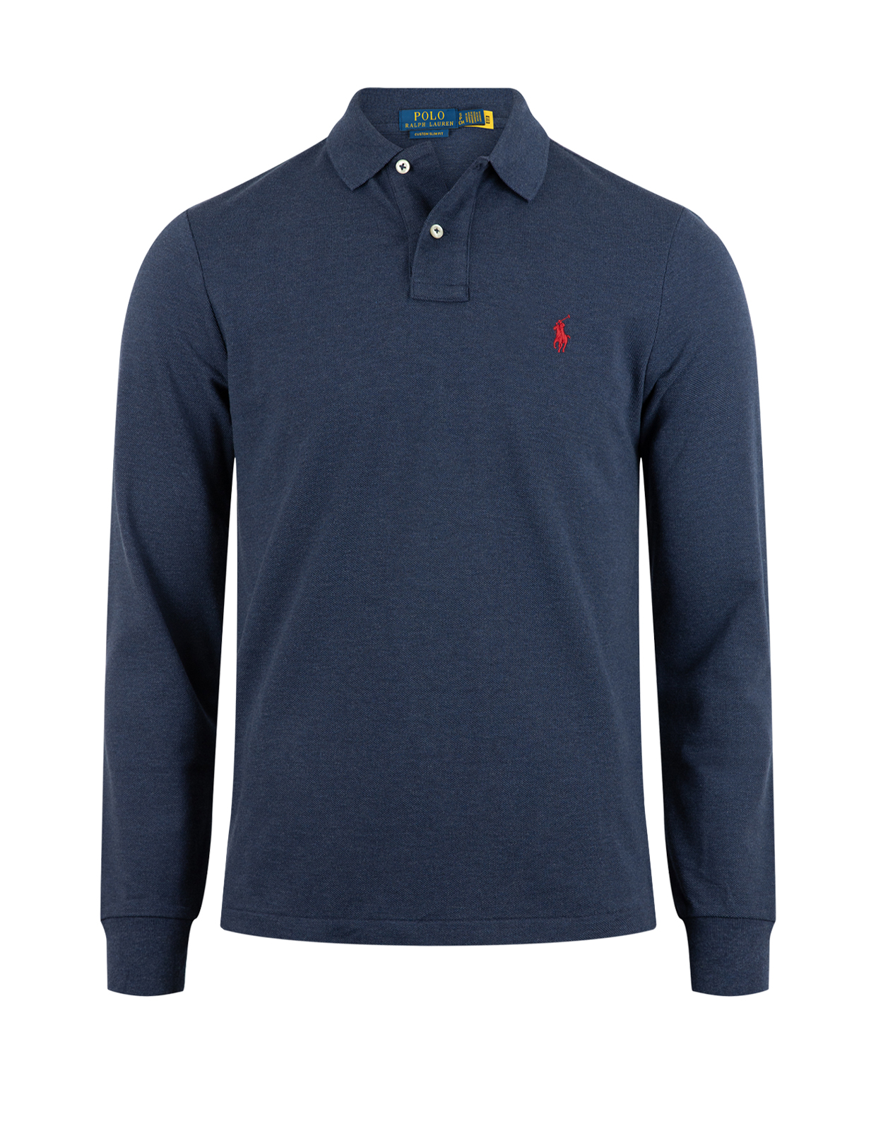 Custom Slim Fit Long Sleeve Polo Mörkblå L