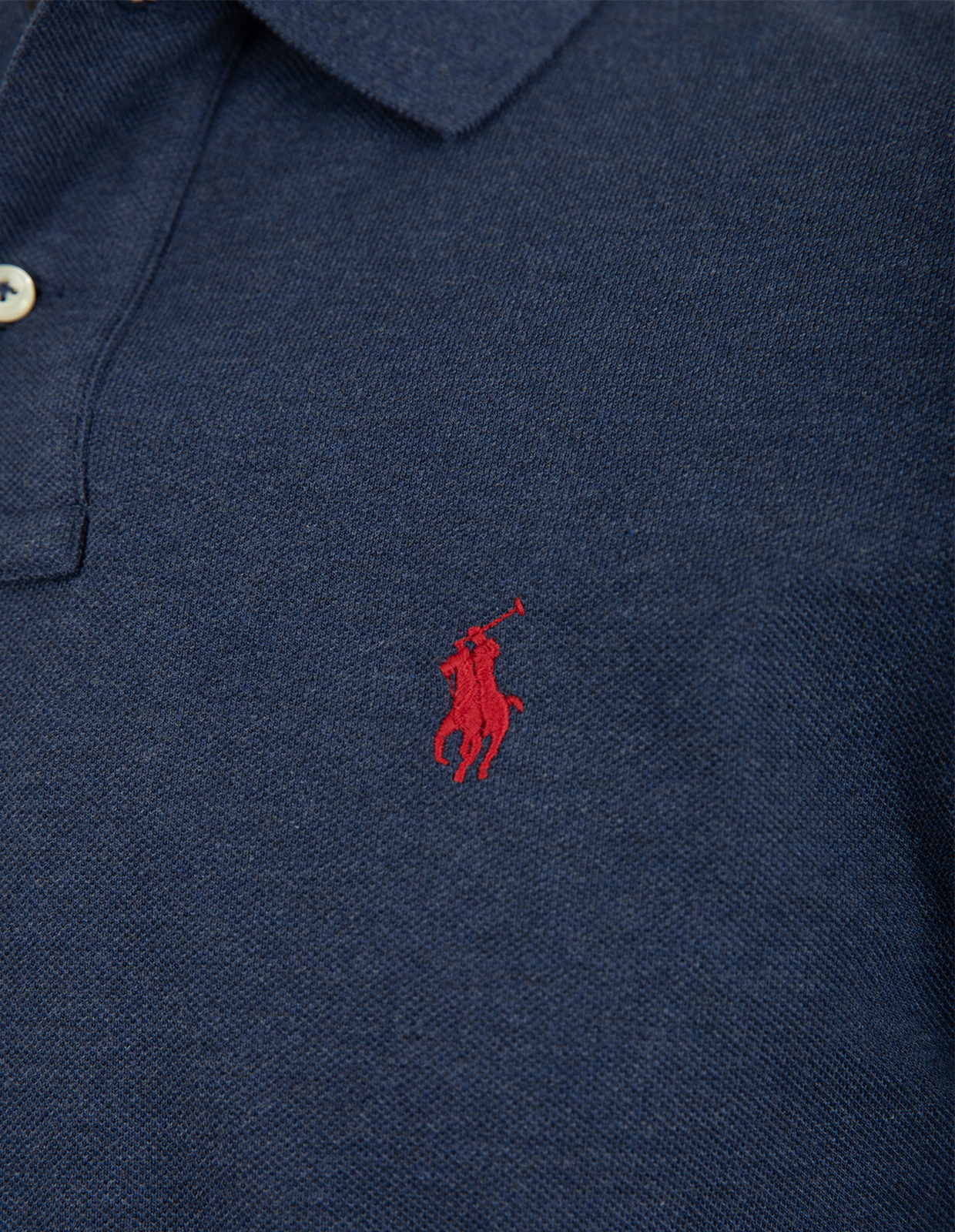 Custom Slim Fit Long Sleeve Polo Mörkblå L