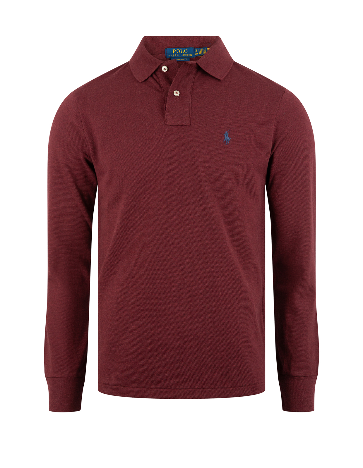 Custom Slim Fit Long Sleeve Polo Vinröd