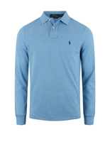 Custom Slim Fit Long Sleeve Polo Blåmelererad