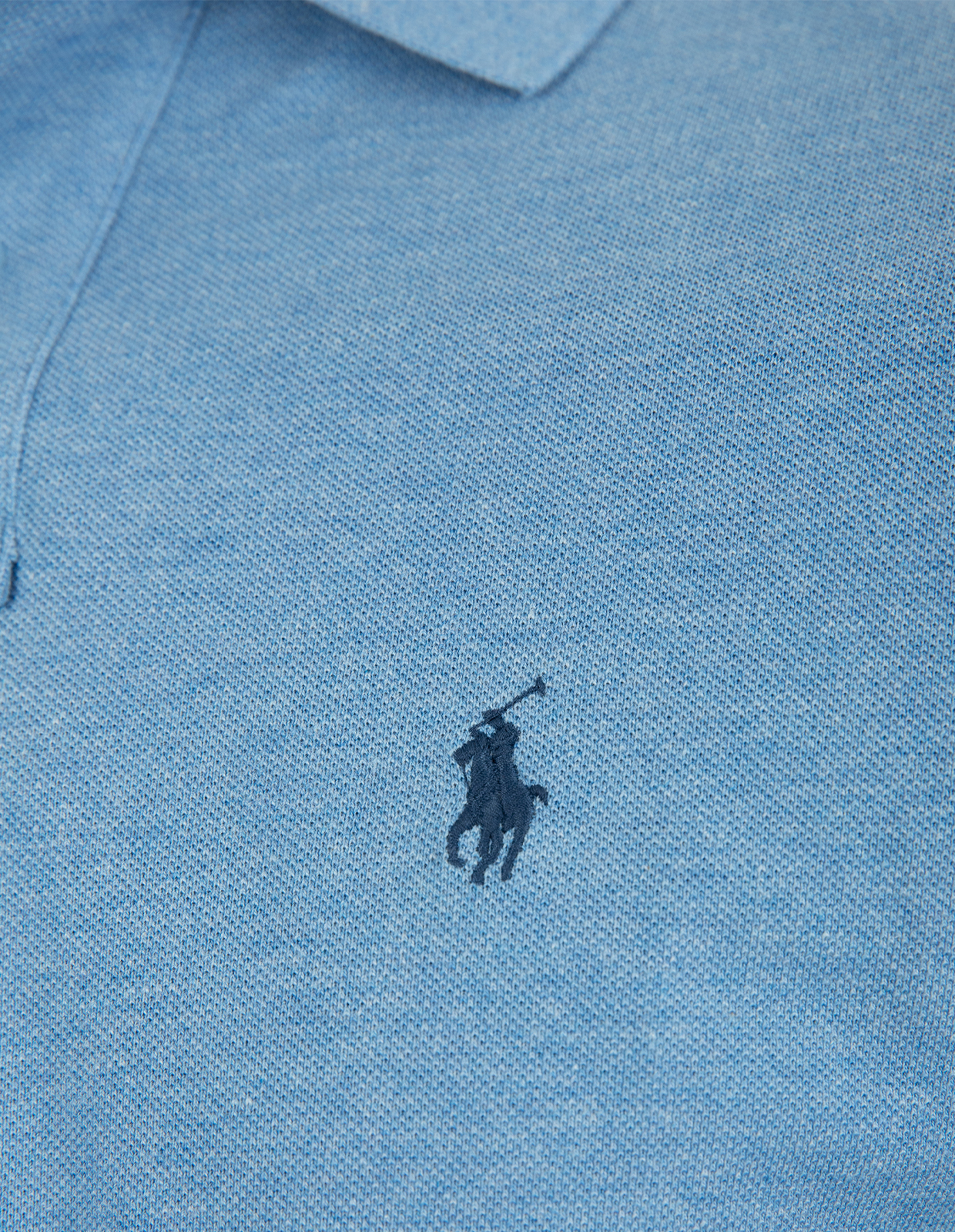 Custom Slim Fit Long Sleeve Polo Blåmelererad S