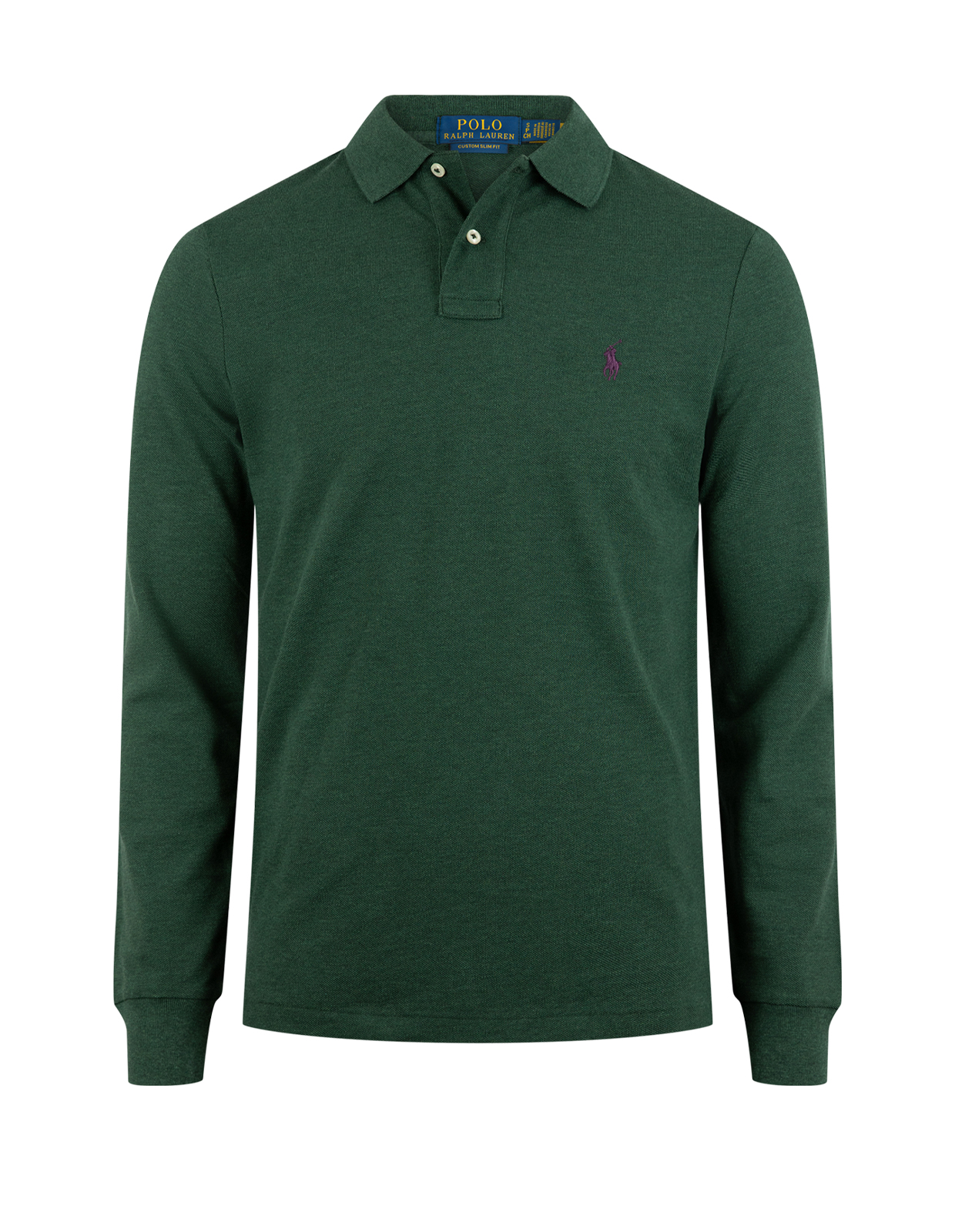 Custom Slim Fit Long Sleeve Polo Grönmelerad