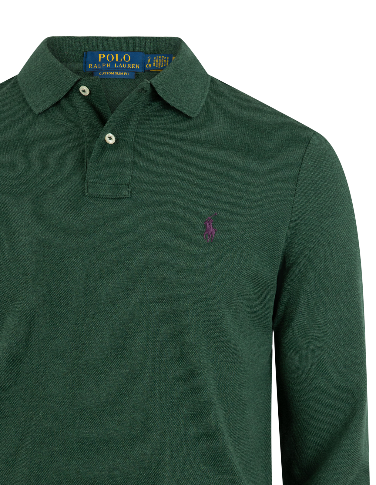 Custom Slim Fit Long Sleeve Polo Grönmelerad