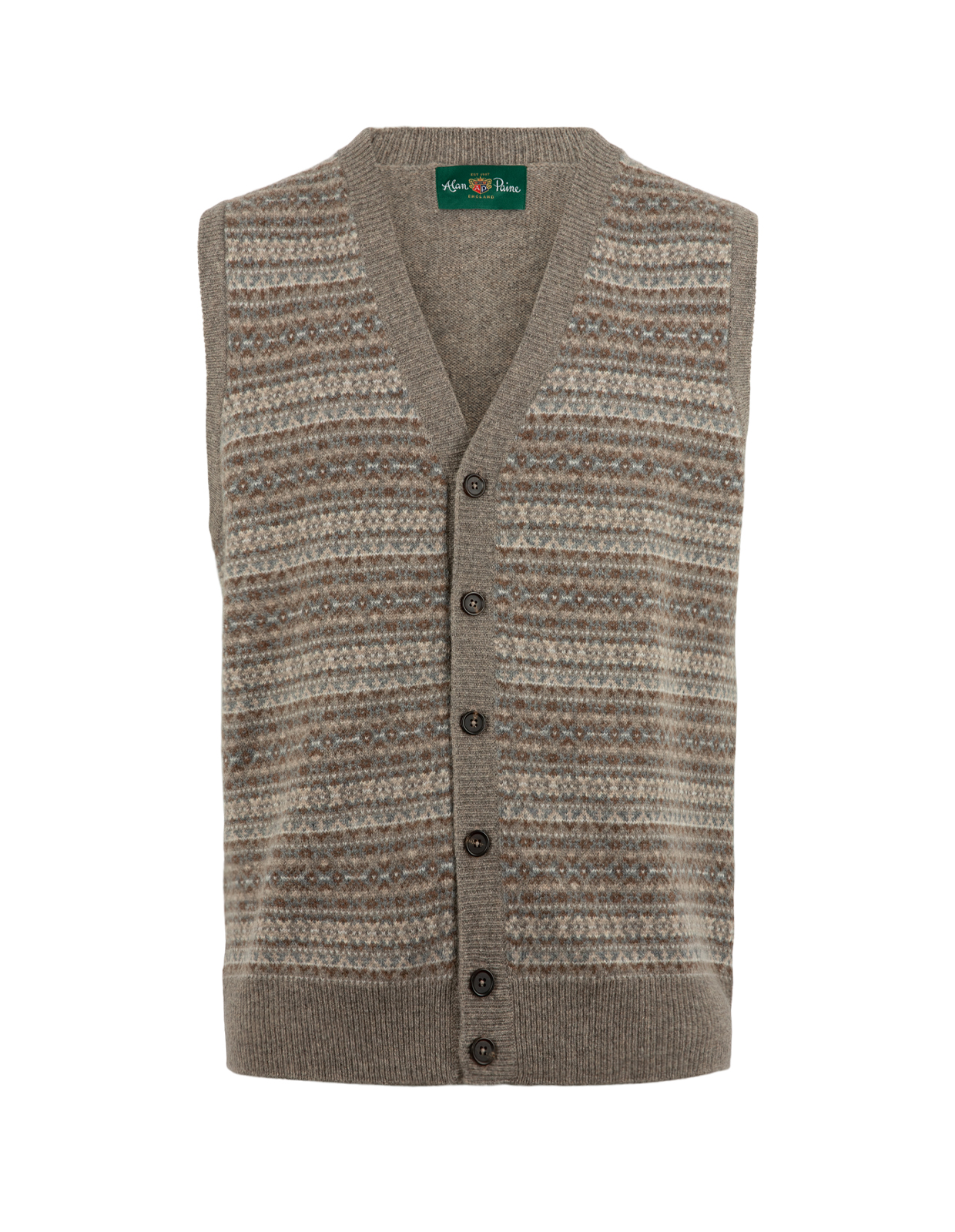 Maywick Väst Lammull Fair Isle Beige