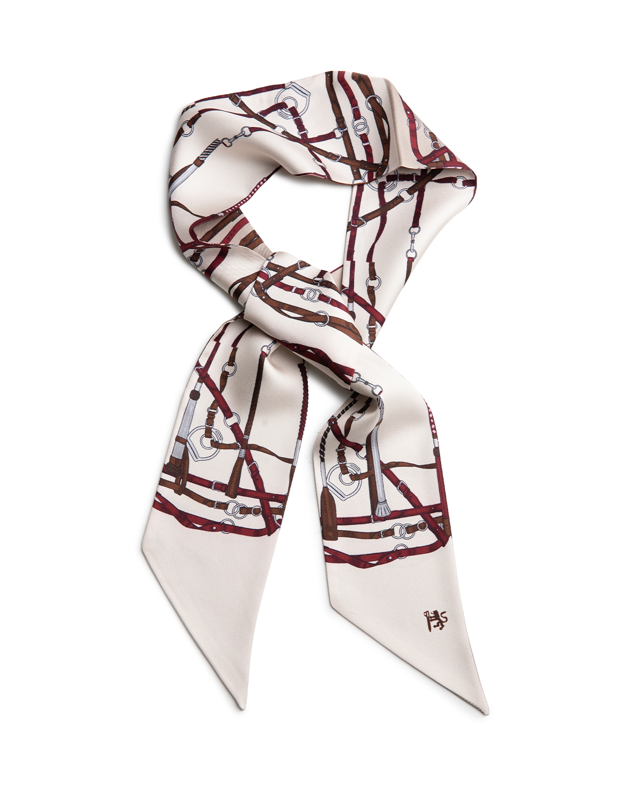 Twilly Siden Beige/Vinröd