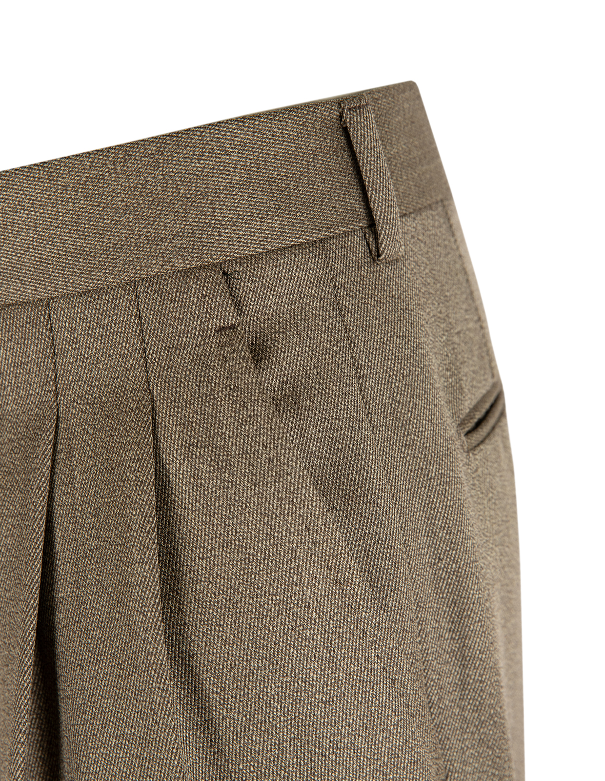 Sartorial Trouser II Dubbelplissering Covert Ull Mörkbeige