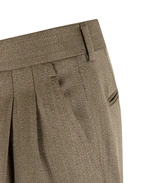Sartorial Trouser II Dubbelplissering Covert Ull Mörkbeige
