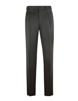 Sartorial Trouser II Dubbelplissering Covert Ull Mörkgrå