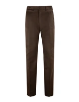 Sartorial Trouser II Dubbelplissering Covert Ull Mörkbrun
