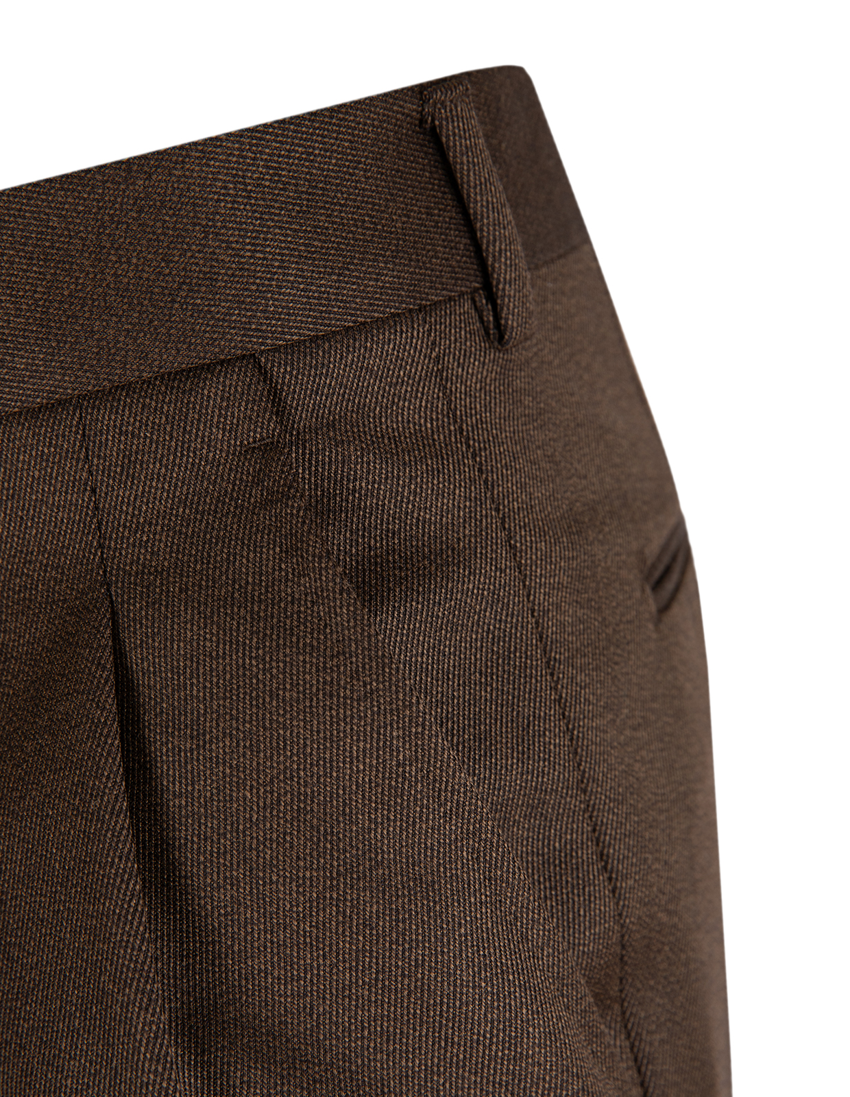 Sartorial Trouser II Dubbelplissering Covert Ull Mörkbrun