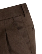 Sartorial Trouser II Dubbelplissering Covert Ull Mörkbrun