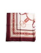 Scarf Siden Creme/Burgundy