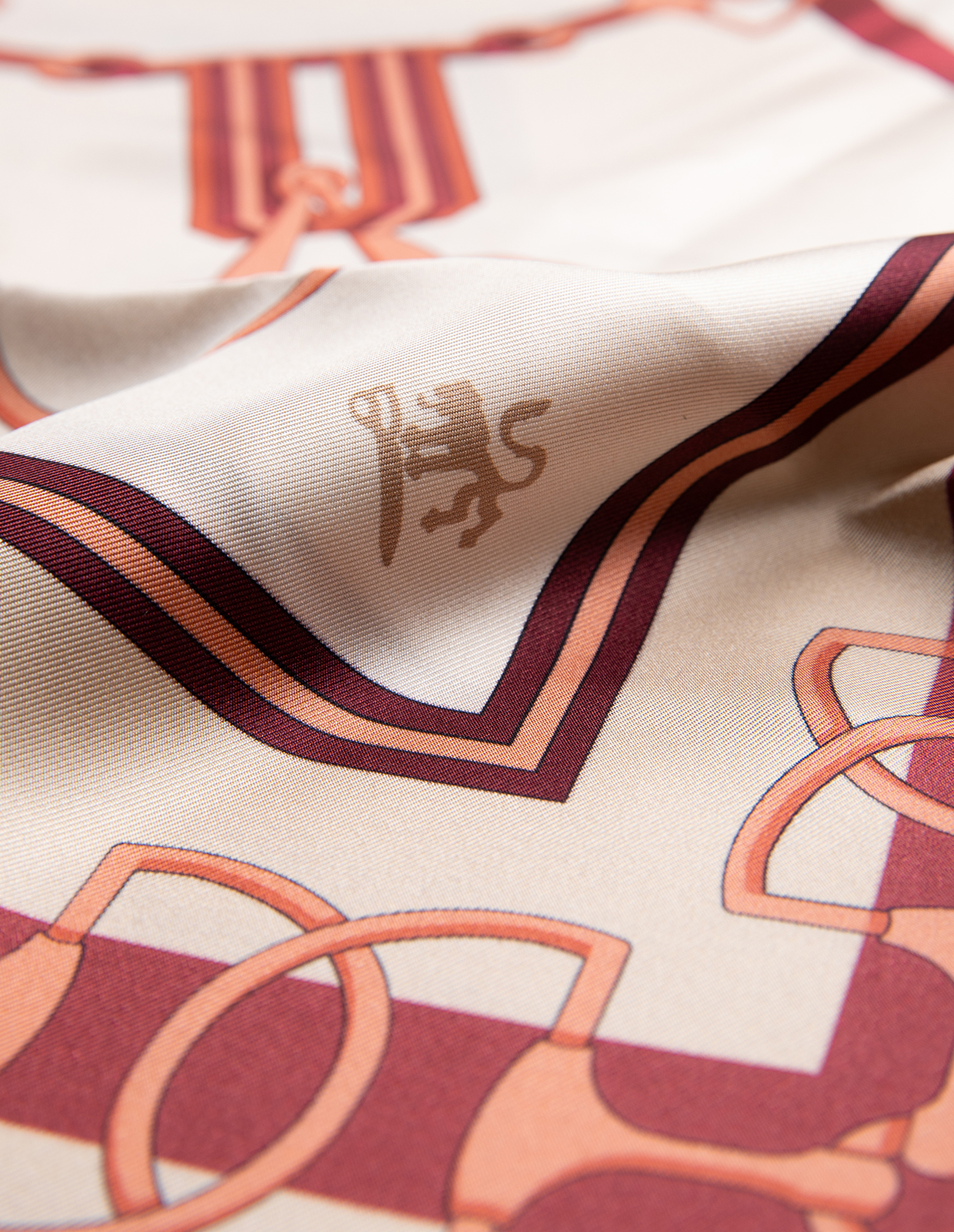 Scarf Siden Creme/Burgundy