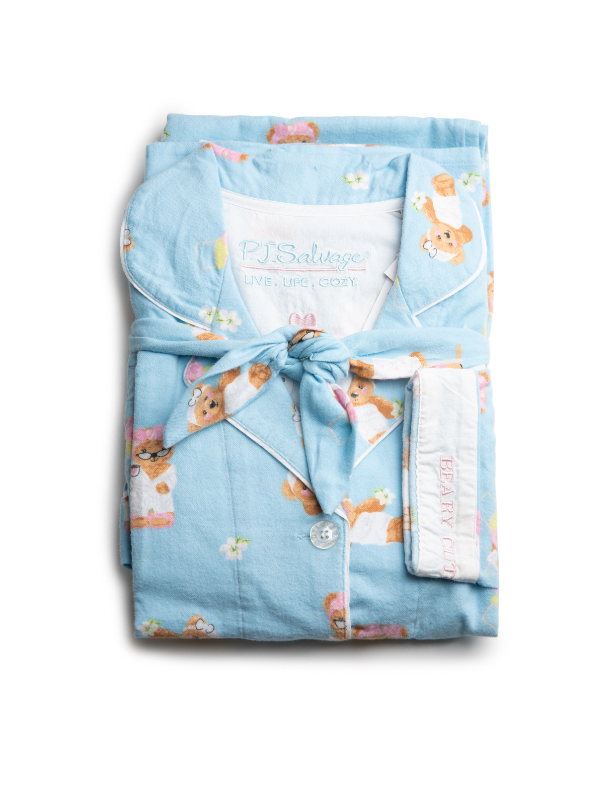 Flanellpyjamas Ljusblå Mönstrad