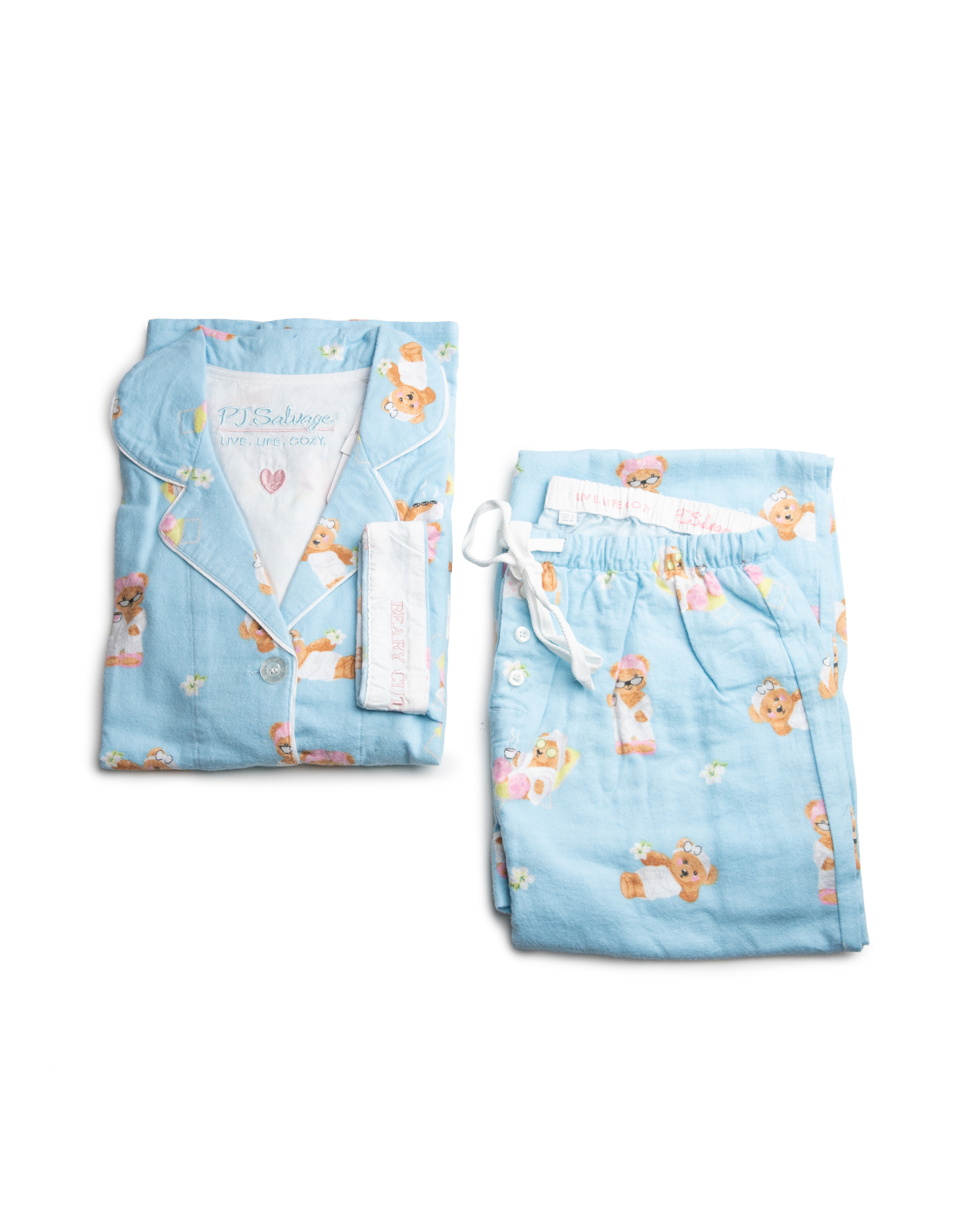 Flanellpyjamas Ljusblå Mönstrad