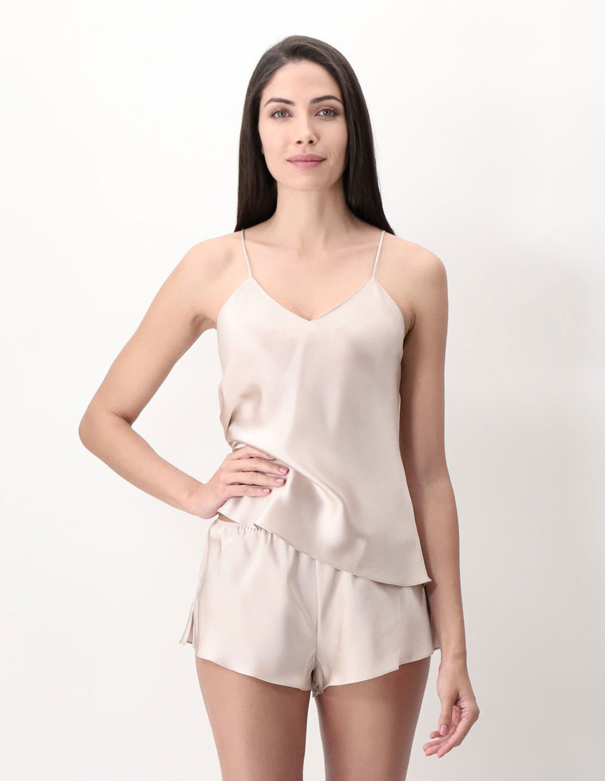 Shorts Siden Champagne