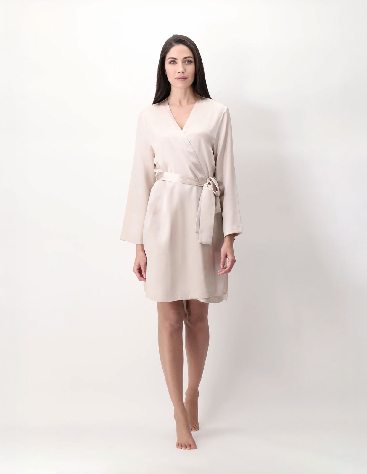 Kimono Siden Champagne XL