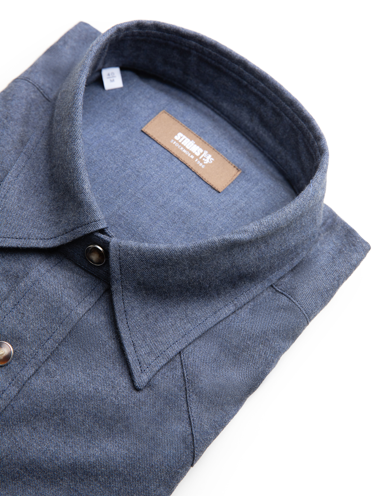 Westernskjorta Flanell Denimblå