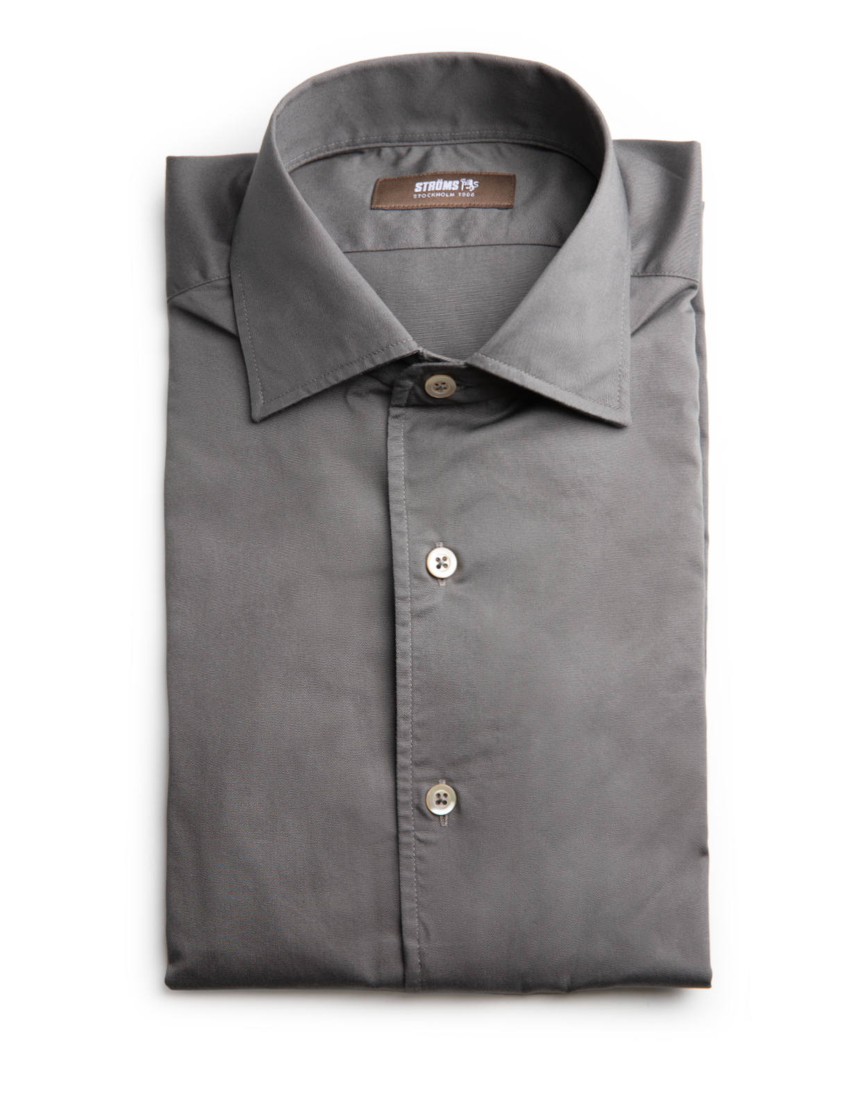 Casual Fit Skjorta Helskuren Krage Twill Gråbeige