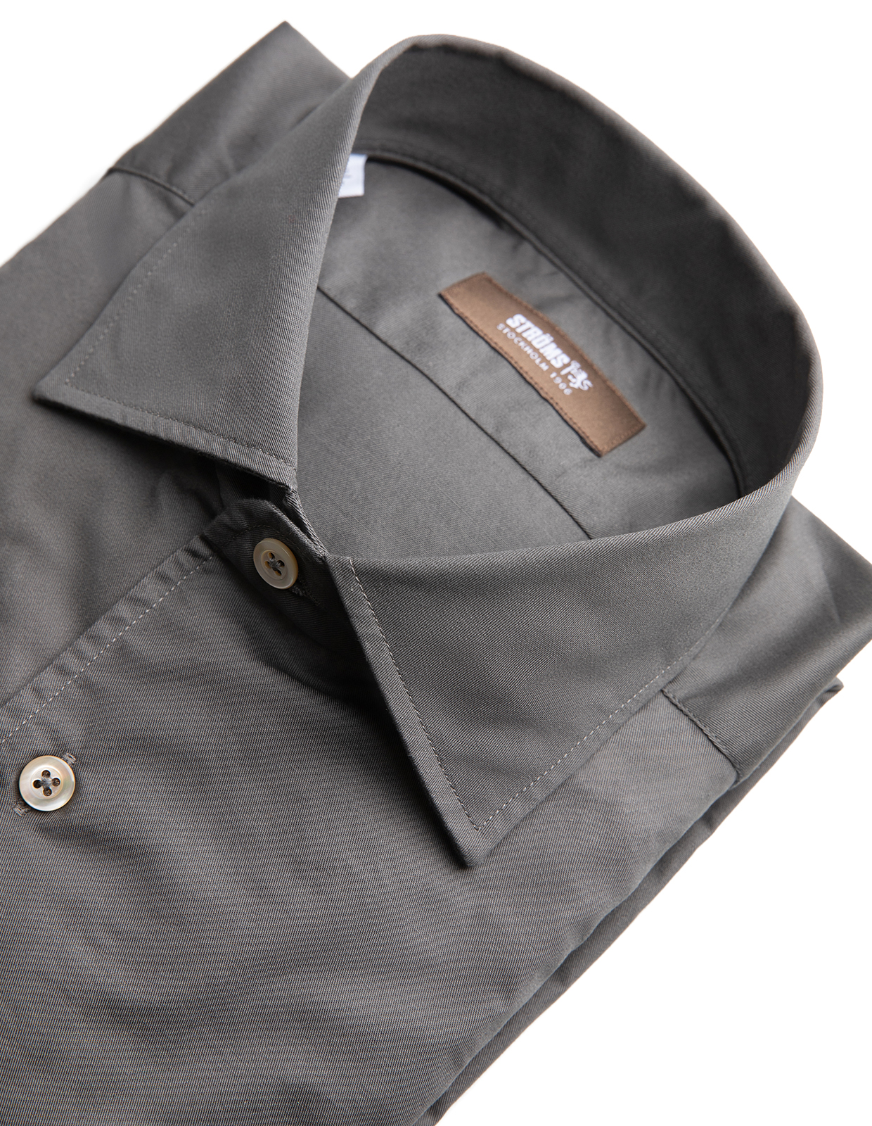 Casual Fit Skjorta Helskuren Krage Twill Gråbeige