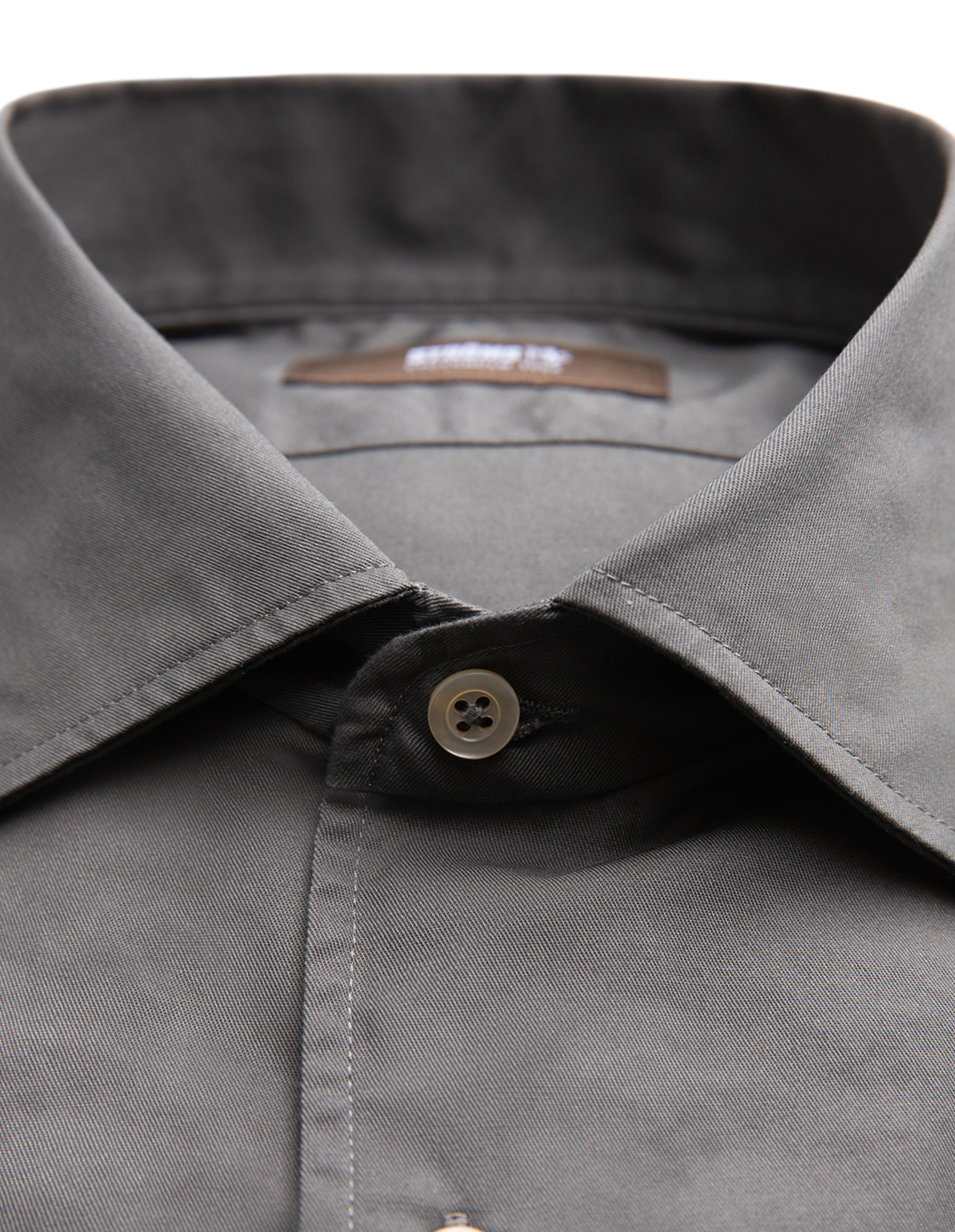 Casual Fit Skjorta Helskuren Krage Twill Gråbeige