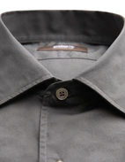 Casual Fit Skjorta Helskuren Krage Twill Gråbeige
