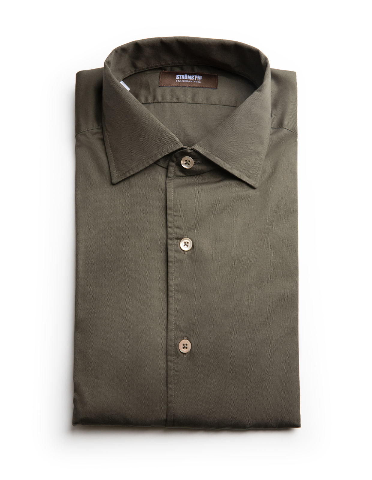 Casual Fit Skjorta Helskuren Krage Twill Grön