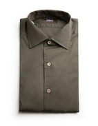 Casual Fit Skjorta Helskuren Krage Twill Grön