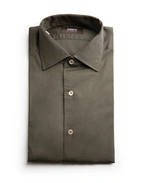 Casual Fit Skjorta Helskuren Krage Twill Grön