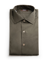 Casual Fit Skjorta Helskuren Krage Twill Grön