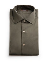 Casual Fit Skjorta Helskuren Krage Twill Grön