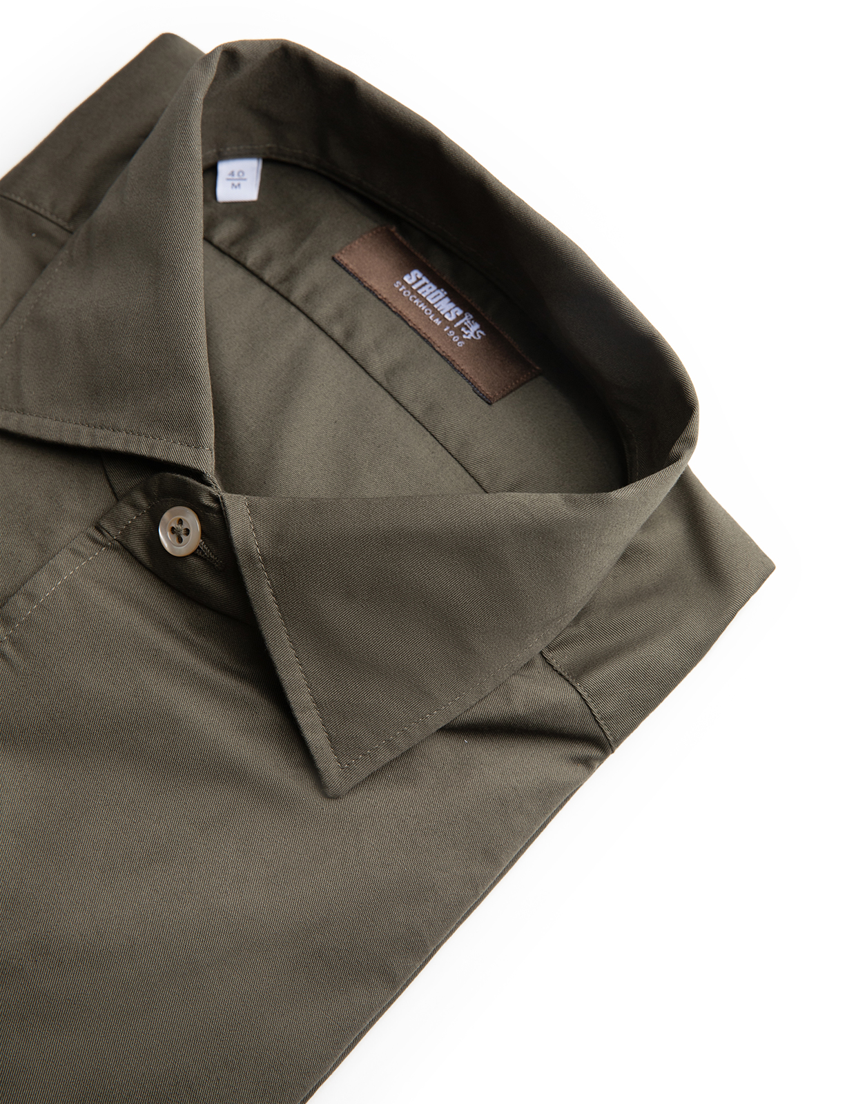 Casual Fit Skjorta Helskuren Krage Twill Grön