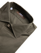 Casual Fit Skjorta Helskuren Krage Twill Grön