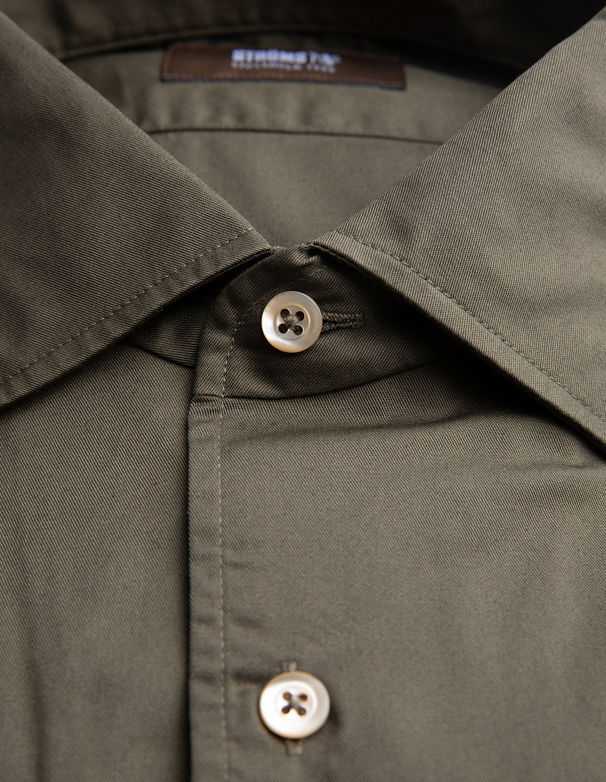 Casual Fit Skjorta Helskuren Krage Twill Grön