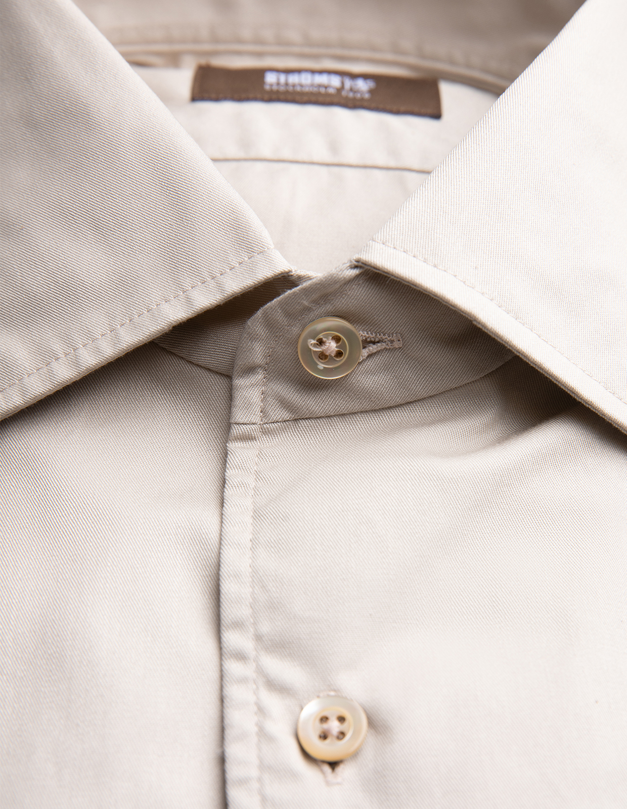 Casual Fit Skjorta Helskuren Krage Twill Ljusbeige