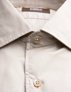 Casual Fit Skjorta Helskuren Krage Twill Ljusbeige