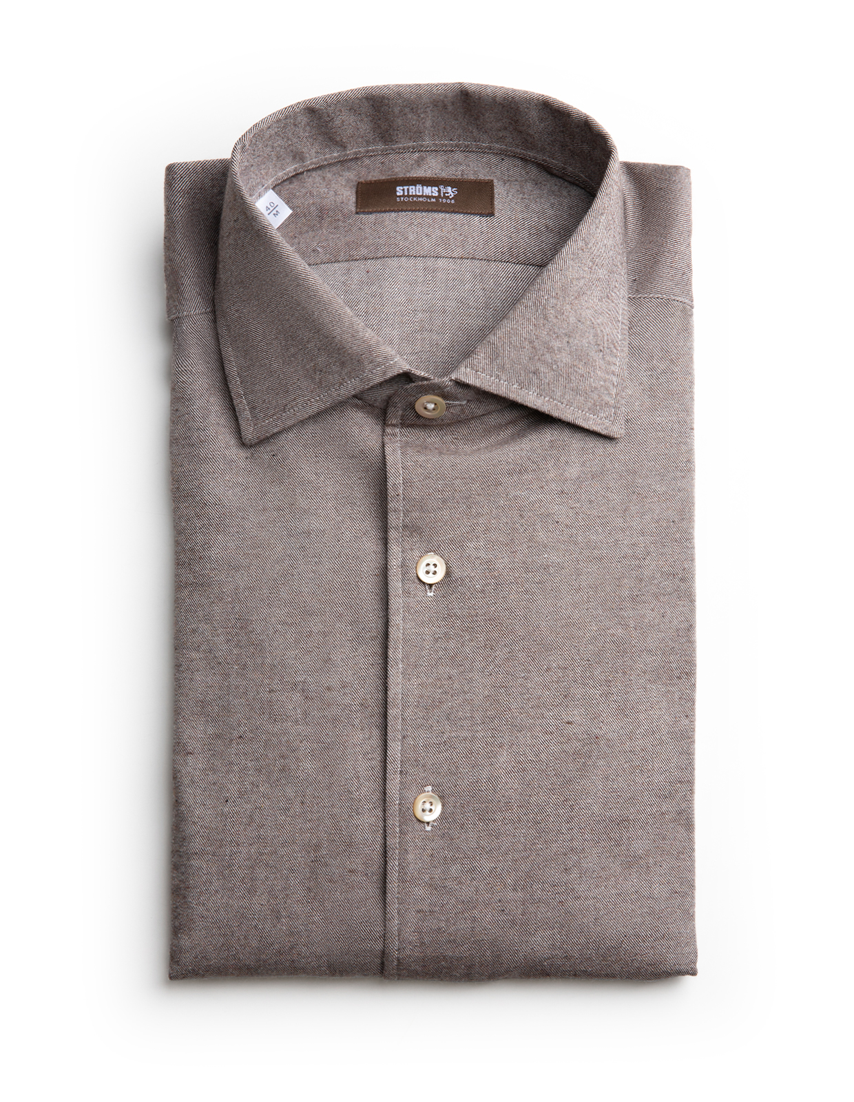 Casual Fit Skjorta Helskuren Krage Flanell Mullvad