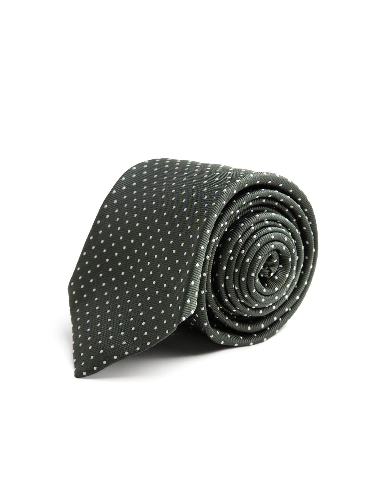 Slips Vävd Siden Mörkgrön/Prickig One Size