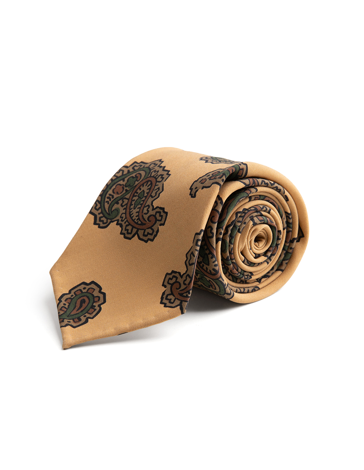 Slips Untipped Siden 7 Fold Khaki Beige Paisley One Size