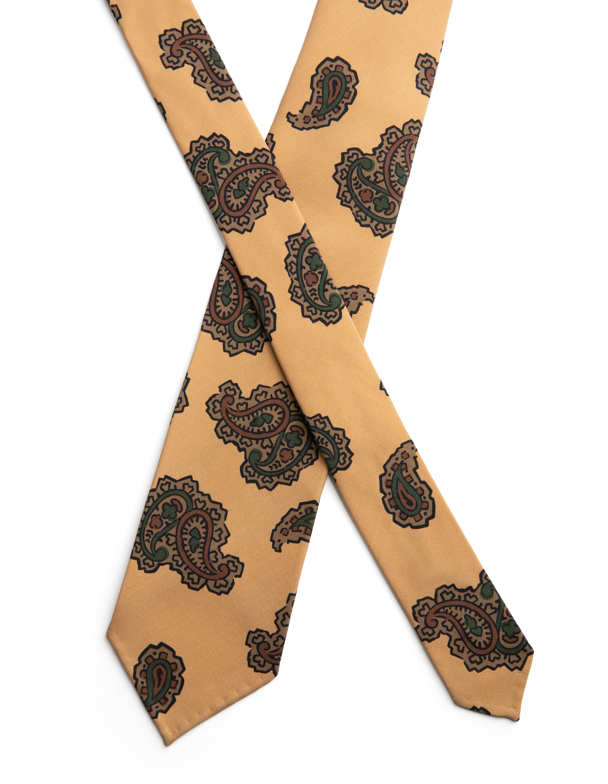 Slips Untipped Siden 7 Fold Khaki Beige Paisley One Size