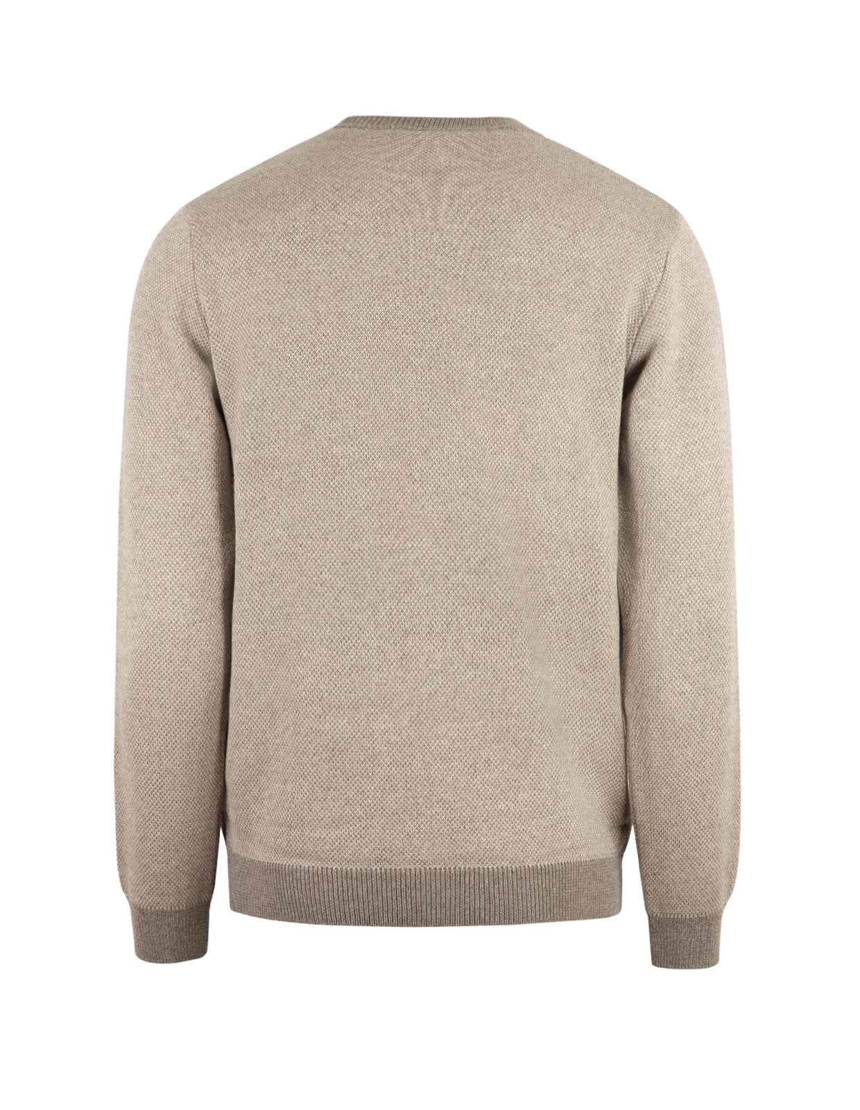 Tröja Rundhals Strukturstickad Merinoull Brun