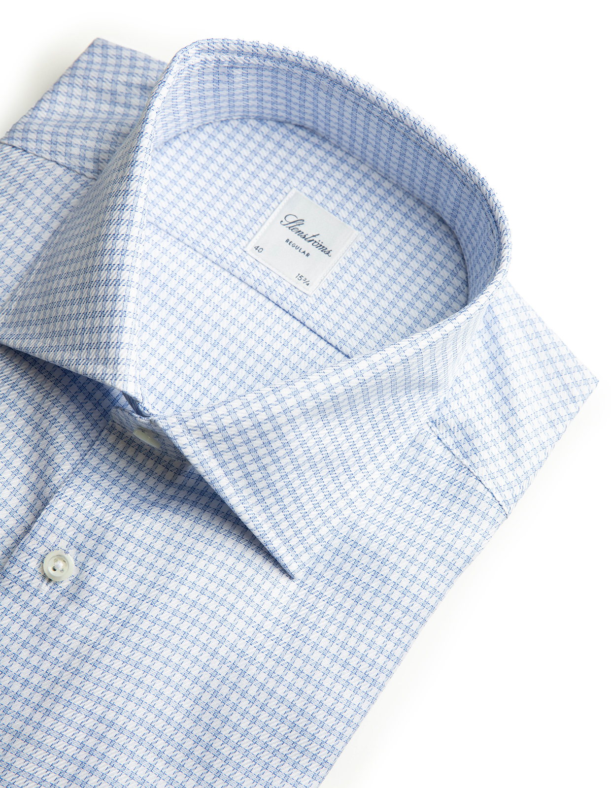 Regular Skjorta Bomull Rutig Ljusblå/Vit