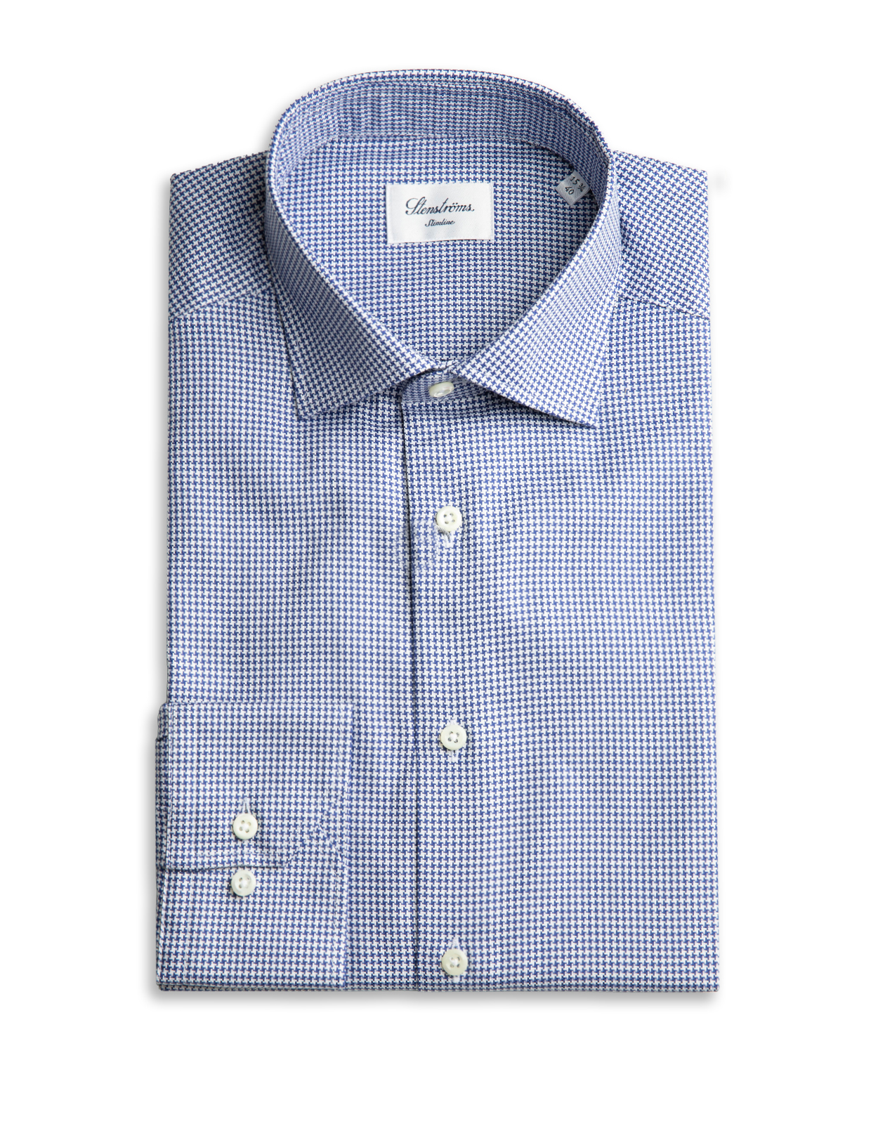 Slimline Skjorta Oxford Bomull Rutig Navy