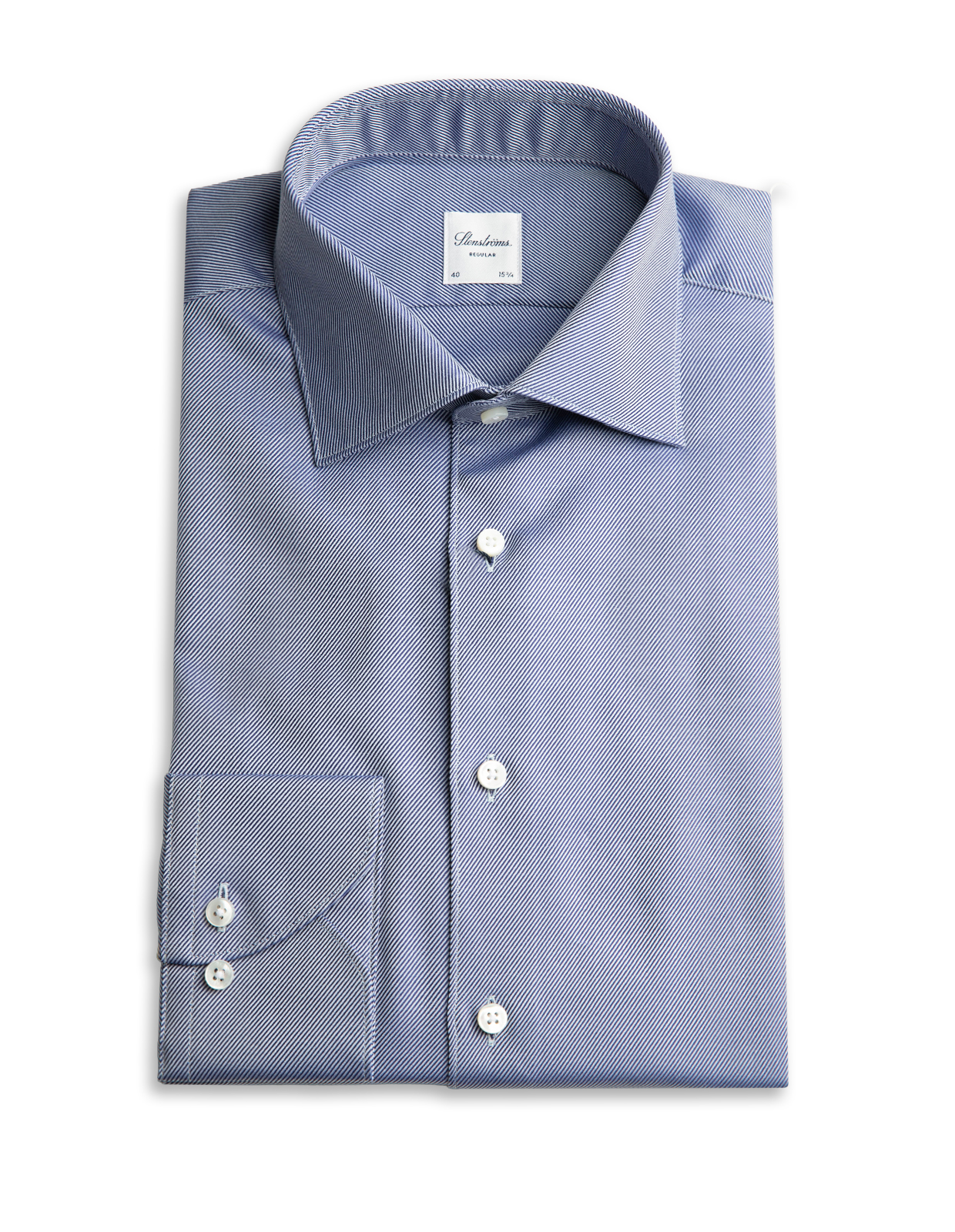 Regular Skjorta Twill Twofold Bomull Blå