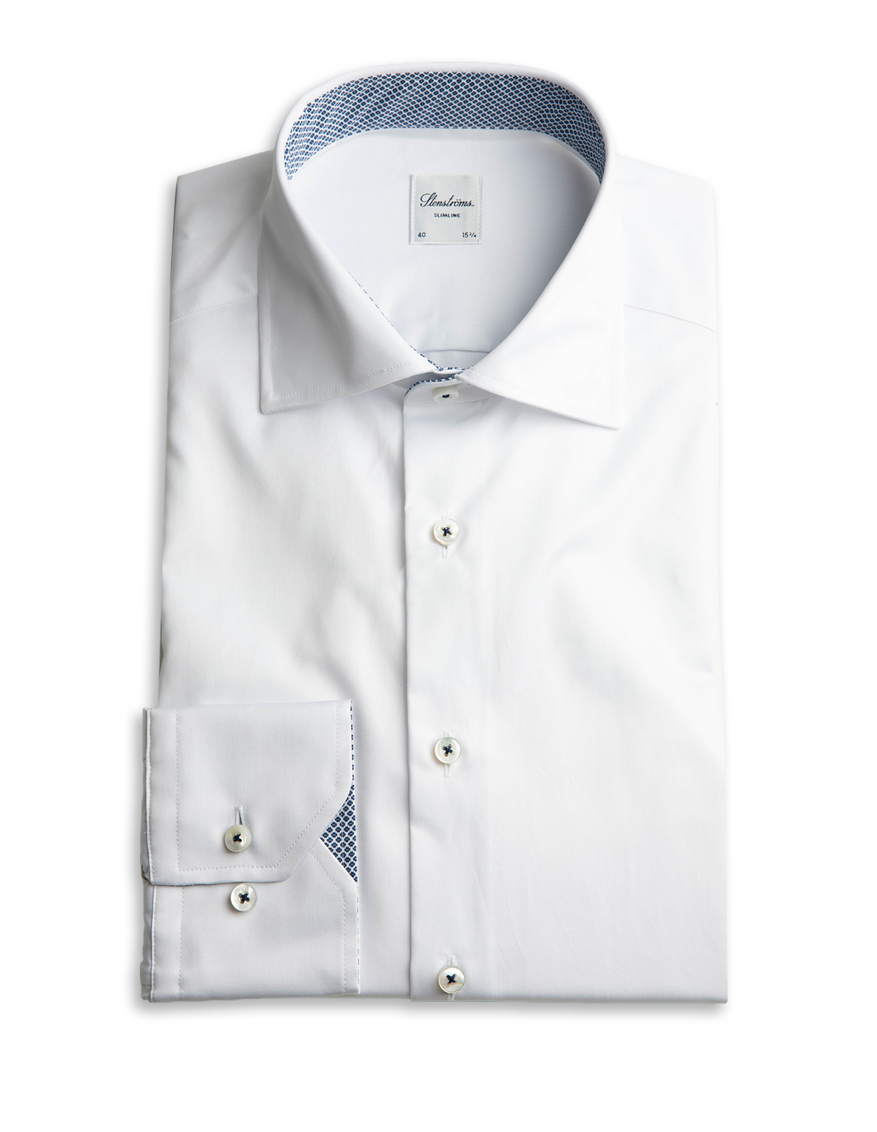 Regular Kontrast Skjorta Bomull Vit