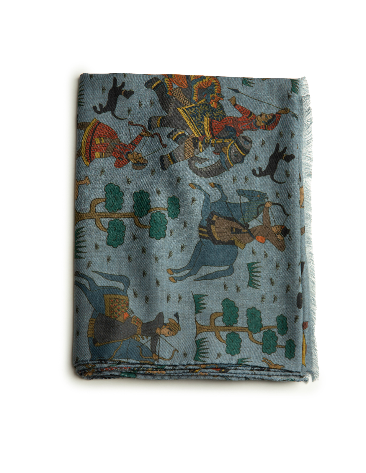 Scarf Ull Yak Mönstrad Blå Mönstrad One Size