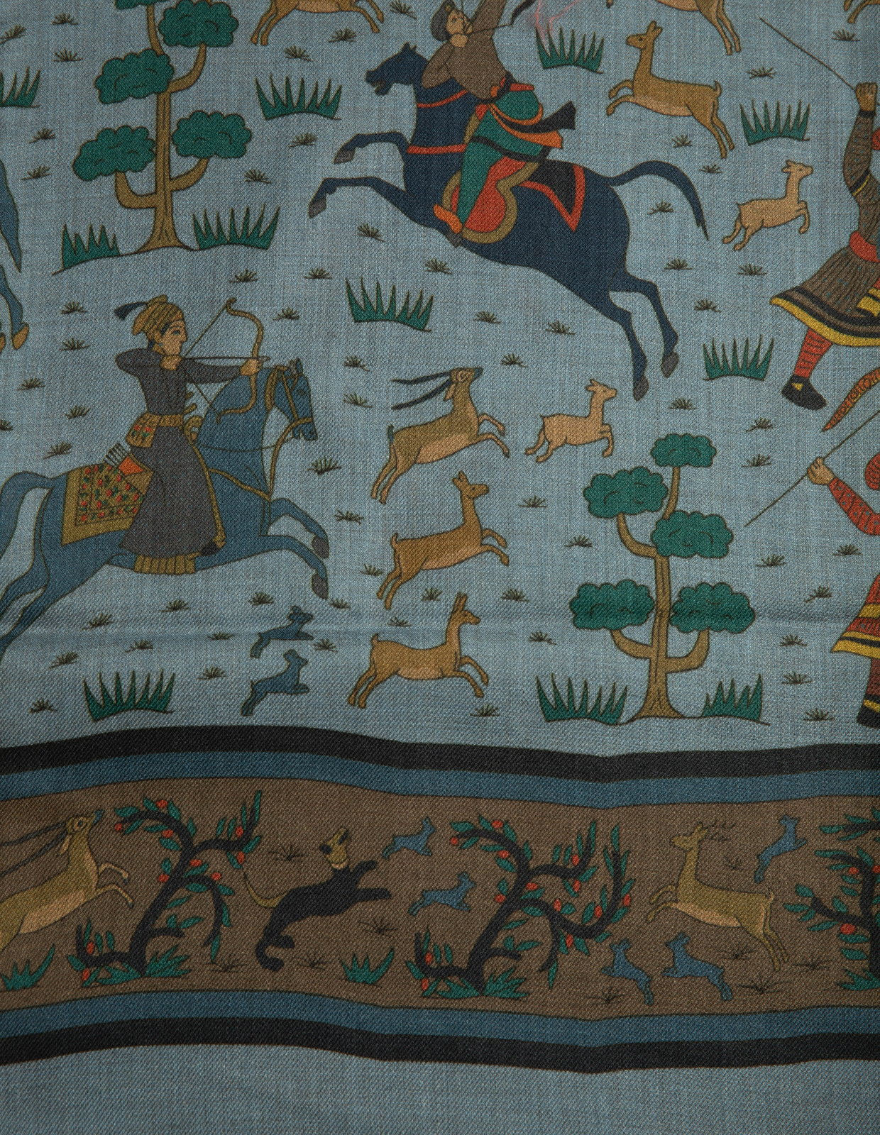 Scarf Ull Yak Mönstrad Blå Mönstrad One Size